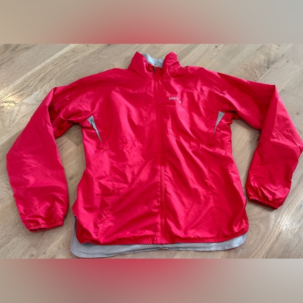 Marmot women’s lightweight windbreaker pink grey size small